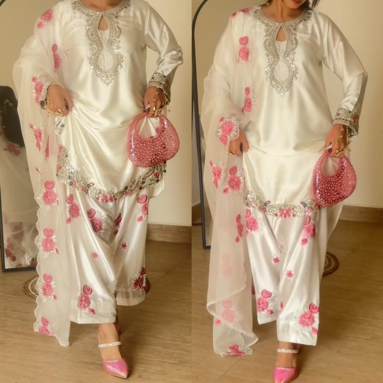 Floral White Suit set