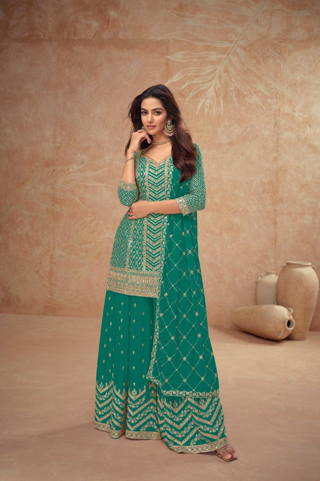 Designer Party Wear Kurta Palazzo Set For Women